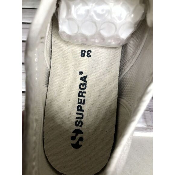 Superga White Canvas Fabric Lace Up Causal Sneakers Shoes Women sz 38EU/7.5M US - Picture 4 of 16